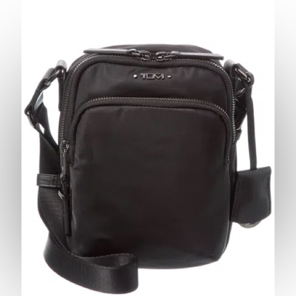 TUMI Black Nylon Crossbody Bag | Travel Tech Organizer Mini Messenger